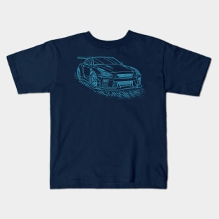 Nissan GTR R35 Lineart Blueprint Kids T-Shirt